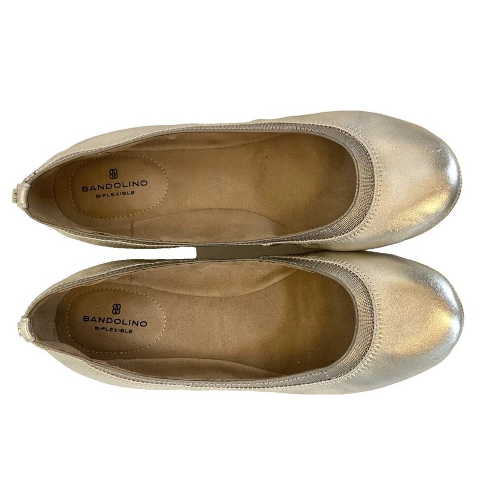 Bandolino Women's 7.5 Edition leather Ballet Flat Gold‎ Metallic EUC!